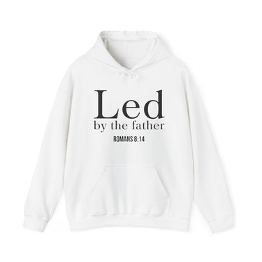 Led by the Father Christian Hoodie – Romans 8:14 in white | Faith Culture