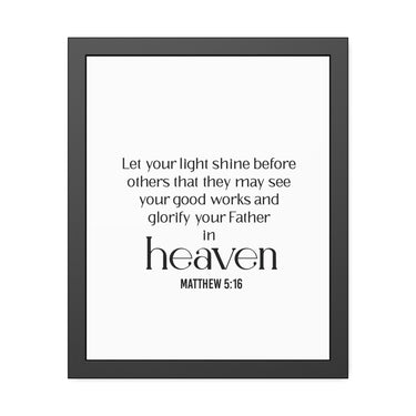 Let Your Light Shine framed Christian wall art inspired by Matthew 5:16