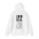 Lord Heal Our Land Christian Hoodie – 2 Chronicles 7:14 in white | Faith Culture