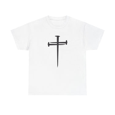 Nails of Grace Christian T-Shirt — Cross Design in white