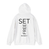 Set Free Christian Hoodie – Galatians 5:1 in white | Faith Culture