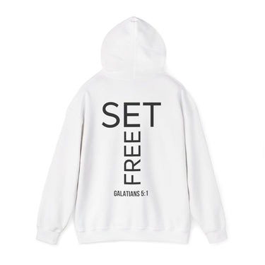 Set Free Christian Hoodie – Galatians 5:1 in white | Faith Culture