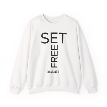 Set Free Christian Sweatshirt – Galatians 5:1 in white | Faith Culture