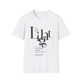The Lord Is My Light Christian T-Shirt — Psalm 27:1 in white