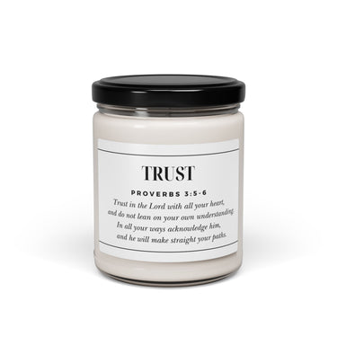 Trust in the Lord Christian soy candle inspired by Proverbs 3:5
