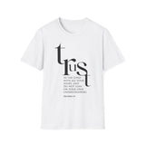 Trust in the Lord Christian T-Shirt — Proverbs 3:5 in white