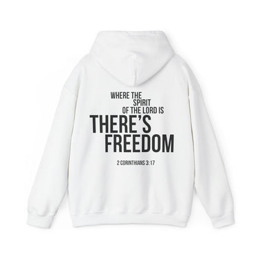 Where the Spirit Is There Is Freedom Christian Hoodie – 2 Corinthians 3:17 in white | Faith Culture