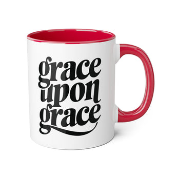 Faith Culture - Grace Upon Grace - Christian Accent Coffee Mug, 11oz Red 11oz