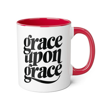 Faith Culture - Grace Upon Grace - Christian Accent Coffee Mug, 11oz Red 11oz