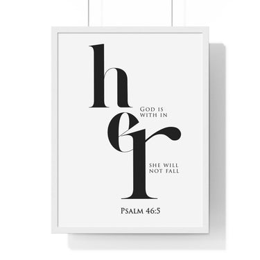 God Is Within Her Christian wall art in a white frame