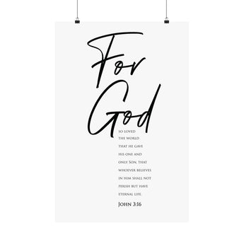 Faith Culture For God So Loved The World John 3:16 Christian Matte Poster | Minimal Scripture Typography Wall Art Print