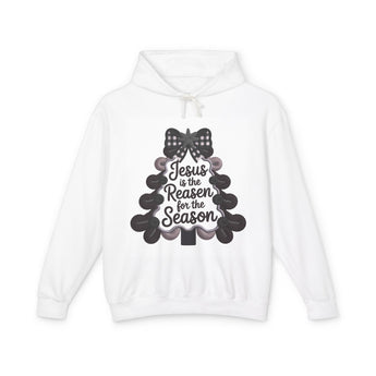 Faith Culture - Jesus Is the Reason Tree Unisex Christian Hoodie – White | Christmas Tree Faith Sweatshirt