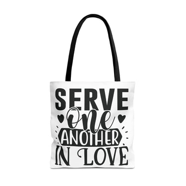 Faith Culture - Serve One Another in Love Christian Tote Bag - Galatians 5:13 Bible Verse 18" × 18'' Black