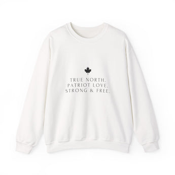 Faith Culture – True North Strong & Free Crewneck Sweatshirt – White | Minimalist Canadian Anthem Pullover White