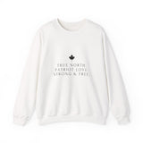 Faith Culture – True North Strong & Free Crewneck Sweatshirt – White | Minimalist Canadian Anthem Pullover White