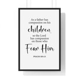 Faith Culture - Psalm 103:13 Christian Scripture Wall Art Compassion of the Father 20" x 30" Black