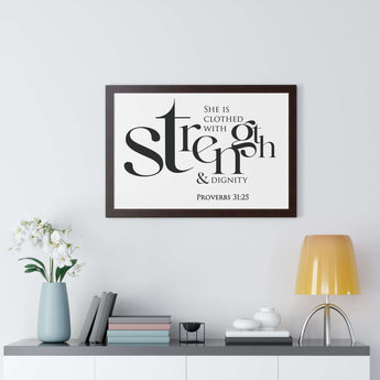 Faith Culture - Christian Home Décor - Clothed with Strength and Dignity - Proverbs 31:25 Wall Art