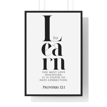 Wisdom's Path - Proverbs 12:1 - Christian Wall Art 24″ x 36″ Black