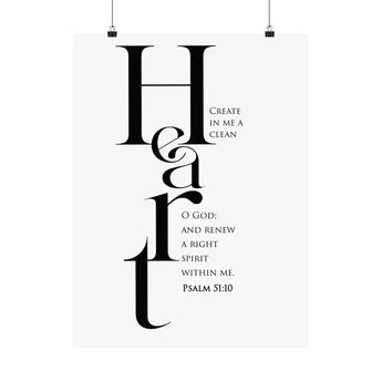 Faith Culture Create in Me a Clean Heart Psalm 51:10 Christian Matte Poster | Minimal Scripture Wall Art Print