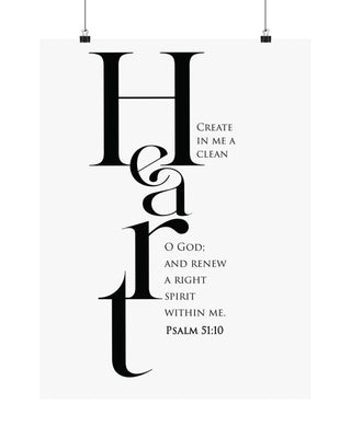 Create in Me a Clean Heart Wall Poster | Psalm 51:10 Christian Decor 18″ x 24″ Matte