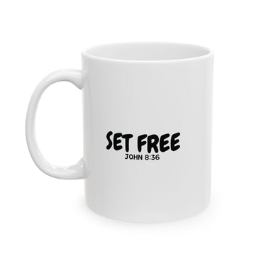 Faith Culture - Set Free Christian Coffee Mug – John 8:36 Scripture Mug, 11oz & 15oz