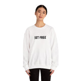 Faith Culture – Set Free Christian Crewneck Sweatshirt – White | Inspired by John 8:36