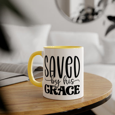 Faith Culture - Saved by His Grace - Christian Accent Coffee Mug, 11oz Yellow 11oz