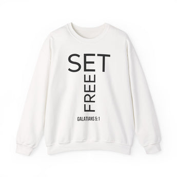 Set Free Christian Sweatshirt | Galatians 5:1 Scripture Apparel White