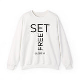 Set Free Christian Sweatshirt | Galatians 5:1 Scripture Apparel White