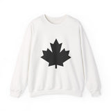Faith Culture – Solid Black Maple Leaf Crewneck Sweatshirt – White | Bold Minimalist Canadian Pullover