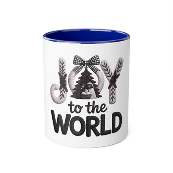 Faith Culture - Joy to the World Nativity Knit Christian Christmas Mug, 11oz | Neutral Holiday Coffee Cup
