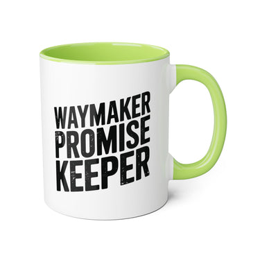 Faith Culture - Waymaker Promise Keeper - Christian Accent Coffee Mug, 11oz Light Green 11oz