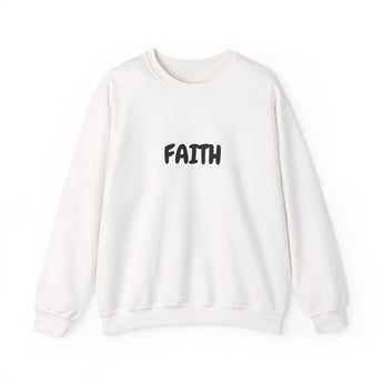 Faith Culture – Faith Unisex Crewneck Sweatshirt – White | Minimalist Christian Sweatshirt for Everyday Encouragement White