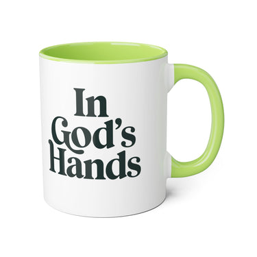 Faith Culture - In God’s Hands - Christian Accent Coffee Mug, 11oz Light Green 11oz