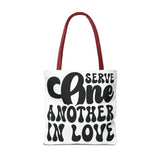 Faith Culture - Serve One Another in Love Christian Tote Bag - Inspirational Bible Verse Galatians 5:13