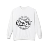 Faith Culture - I Can Do All Things Through Christ Christian Crewneck Sweatshirt White Philippians 4:13 Bible Verse Pullover White