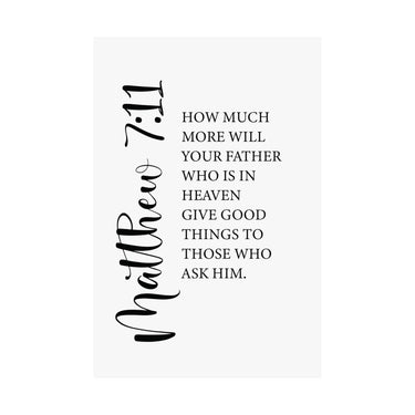 Faith Culture - Matthew 7:11 Christian Poster God Gives Good Things Scripture Wall Art