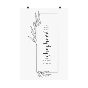 Faith Culture The Lord Is My Shepherd Psalm 23:1 Christian Matte Poster | Minimal Floral Scripture Wall Art Print