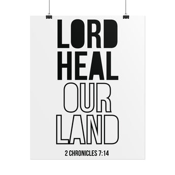 Lord Heal Our Land Christian Poster | 2 Chronicles 7:14 Scripture Wall Art 16" x 20" (Vertical)
