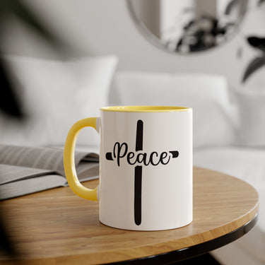 Faith Culture - Peace in Christ - Christian Accent Coffee Mug, 11oz Yellow 11oz
