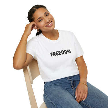 Faith Culture – Freedom Unisex T-Shirt – White | Bold Christian Statement Tee Inspired by Galatians 5:1
