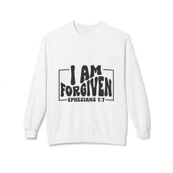 Faith Culture - I Am Forgiven Christian Sweatshirt Ephesians 1:7 White