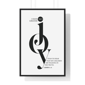 Faith Culture - 3 John 1:4 Christian Scripture Wall Art No Greater Joy 24″ x 36″ Black