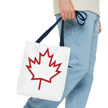 Faith Culture – Bold Maple Leaf Outline Tote Bag | Everyday Canadian Pride Carryall 13" × 13'' Navy
