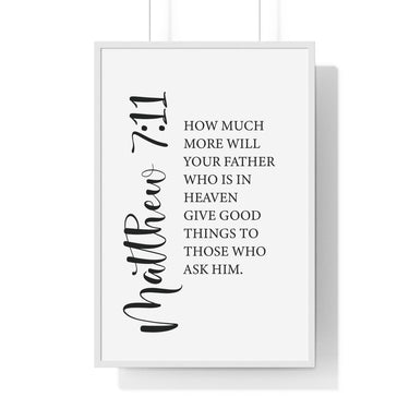 Faith Culture - Matthew 7:11 Christian Scripture Wall Art Good Gifts from the Father 24″ x 36″ White