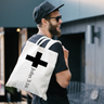 Faith Culture - John 3:16 Cross Tote Bag – White with Black Handles | Minimalist Christian Scripture Tote