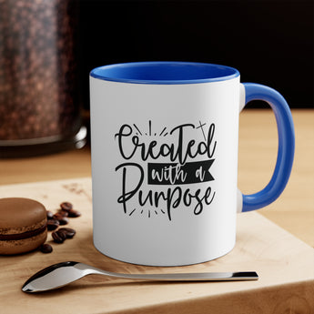 Faith Culture - Created with a Purpose Christian Accent Coffee Mug 11oz Blue