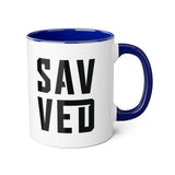Faith Culture - SAVED - Christian Accent Coffee Mug, 11oz Blue 11oz