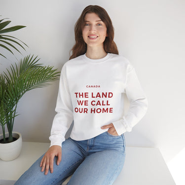 Faith Culture – The Land We Call Our Home Crewneck Sweatshirt – White | Heartfelt Canadian Heritage Pullover