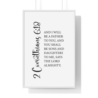 Faith Culture - 2 Corinthians 6:18 Christian Scripture Wall Art Sons and Daughters of God 24″ x 36″ White